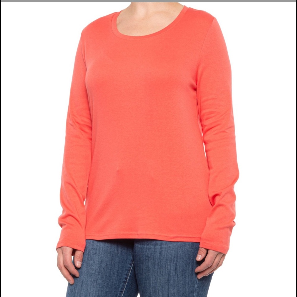 🆕 Eddie Bauer Scoop Neck T-Shirt melon in color size large (89)